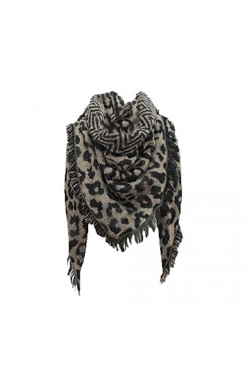 TYXL Foulard de Soie Femme, Écharpe Femmes Femmes Hiver Chaud Imprimé Léopard Long Wrap Châle Châle Écharpe Écharpe Stole Cap