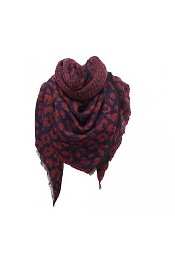 TYXL Foulard de Soie Femme, Écharpe Femmes Femmes Hiver Chaud Imprimé Léopard Long Wrap Châle Châle Écharpe Écharpe Stole Cap