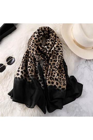 TYXL Foulard de Soie Femme, Écharpe Femmes Femmes Léopard DOT Écharpe Soie Naturelle Lady Lady Imprimer Châles et Wraps Banda