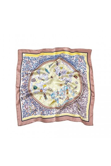 Foulard en Soie, Satin de Soie 100% Pure Soie Léger en Mousseline de Soie Motif de Fleurs Dames Foulards Tête Cou Doux Écharp