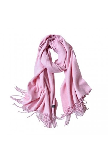Skcess Foulard Femme Cachemire, Châle Echarpe Rose Pompons à Longue Bande Echarpe Wrap 210X70CM 83X28In 