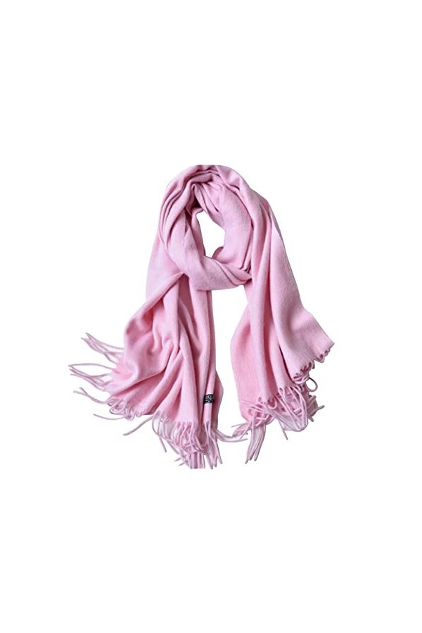Skcess Foulard Femme Cachemire, Châle Echarpe Rose Pompons à Longue Bande Echarpe Wrap 210X70CM 83X28In 