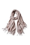 Skcess Foulard Femme Cachemire, Châle Echarpe Rose Pompons à Longue Bande Echarpe Wrap 210X70CM 83X28In 