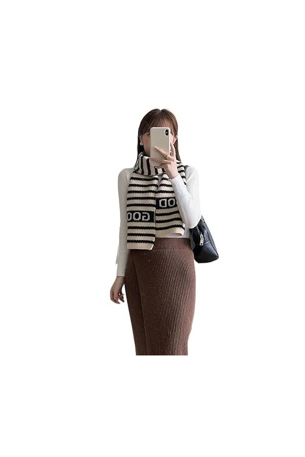 DAFLIN Echarpes Femme， Écharpe Chaude coréenne à Rayures en Tricot Doux, Femmes Automne et Hiver à lextérieur du Couple écha