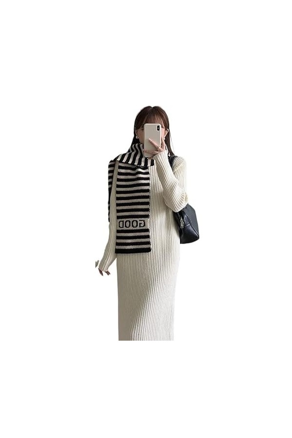 DAFLIN Echarpes Femme， Écharpe Chaude coréenne à Rayures en Tricot Doux, Femmes Automne et Hiver à lextérieur du Couple écha