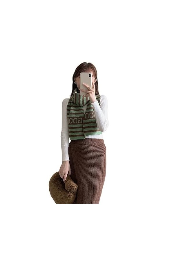 DAFLIN Echarpes Femme， Écharpe Chaude coréenne à Rayures en Tricot Doux, Femmes Automne et Hiver à lextérieur du Couple écha