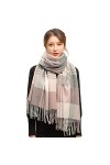 JUGUU Echarpes Decontracteécharpe En Laine À Carreaux Pour Femme Châles En Cachemire Wraps Pashmina-Couleur 5_180X70Cm