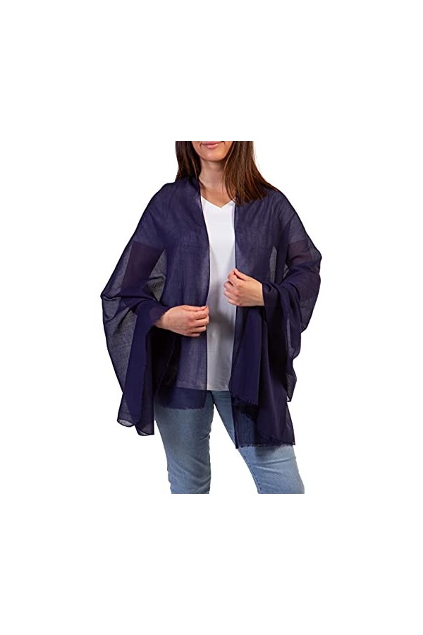 Rinto Châle pashmina en tissu doux 100 % coton pour femme, couleurs unies, pour robe de mariage, robe de soirée, couverture, 