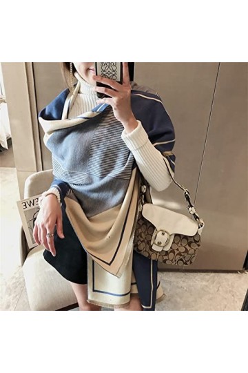 XXXXW Écharpe Tendance Stripe Femmes Cachemire Écharpe Hiver Pashmina Chaude châle Chaude et enveloppements Dame Impression é