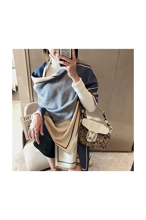 XXXXW Écharpe Tendance Stripe Femmes Cachemire Écharpe Hiver Pashmina Chaude châle Chaude et enveloppements Dame Impression é