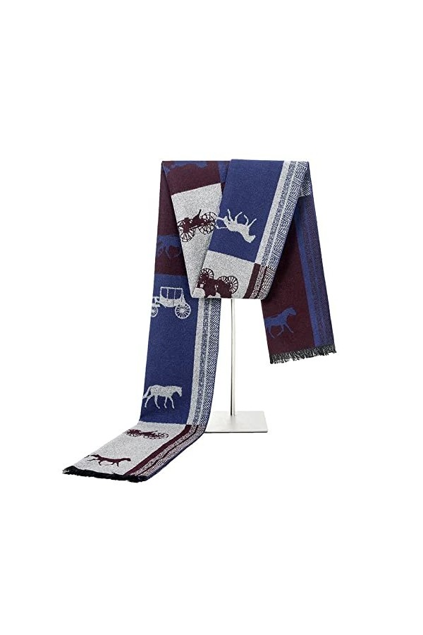 QIFFIY châle Automne Horse Imprimer Echarpe en Laine de Laine de Luxe Brand Long Pashmina Châle Châle Châle Caoute Cachemire 