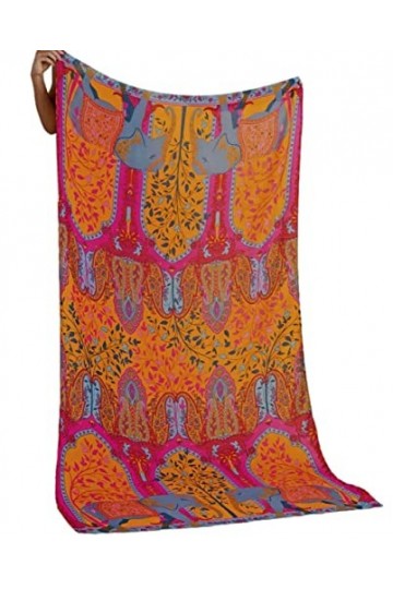 Purple Possum® Écharpe éléphant pour femme Gris Éléphants Fuchsia Rose Orange Large Wrap Châle léger Sarong, Rose, cerise, fu