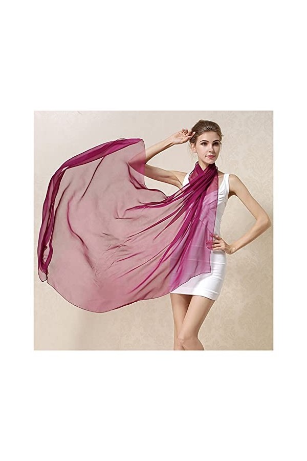 Écharpe Chale Femme FEUILLEURS Echarpe Soie Châle Femelle Soie Pure Soie Écharpes Couleur Solide Couleur Plus Taille Chapeaux