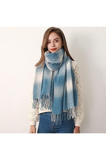 LuisFranklin Foulard Femme Echarpe Soie Cheveux Écharpe À Carreaux Femmes Nouvelle Mode Tendance Décontracté Dégradé Frangé É