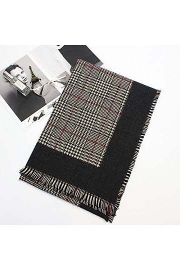 Secuos 65 * 200Cm Motif Pied-De-Poule dhiver avec Écharpe Chaude Femme Gland Épaissir Châle Longues Écharpes Color2