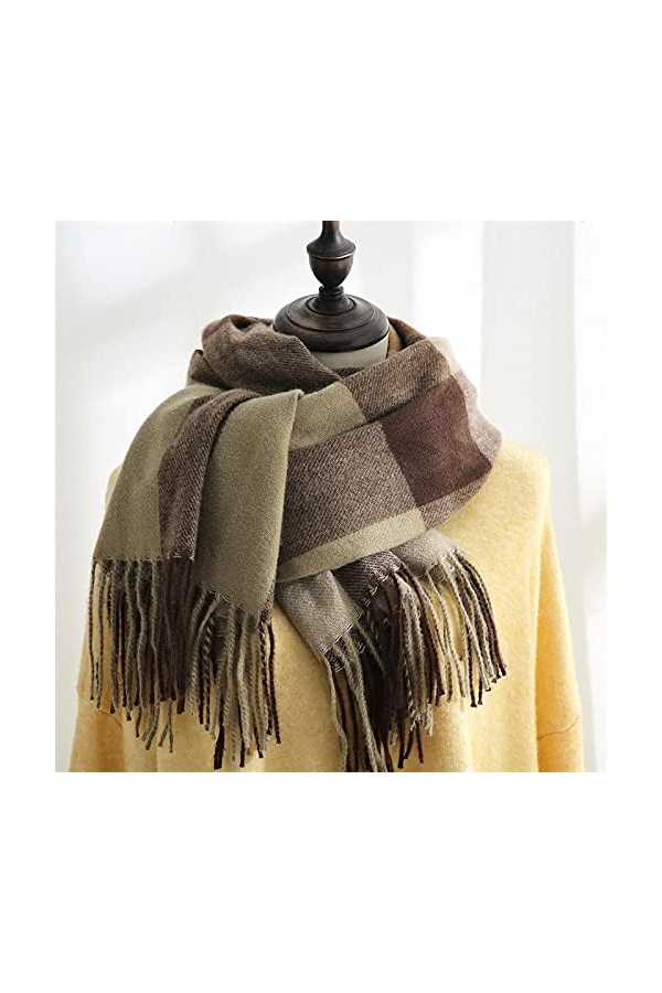 Bywenzai Foulard Écharpe&nbsp;&nbsp;&nbsp;Automne Et Hiver Nouvelle Écharpe Femme Britannique À Poils en Cachemire Écharpe Châle Double Usag