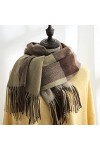 Bywenzai Foulard Écharpe&nbsp;&nbsp;&nbsp;Automne Et Hiver Nouvelle Écharpe Femme Britannique À Poils en Cachemire Écharpe Châle Double Usag