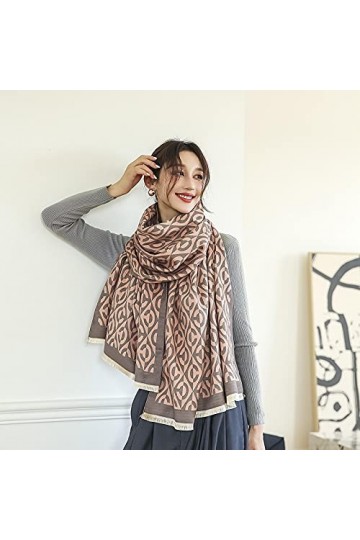 Bysonglezai Mode Serviette Lettre Crème Solaire Foulards Automne Et Hiver Châles Imprimé Femme 190X65CM 04