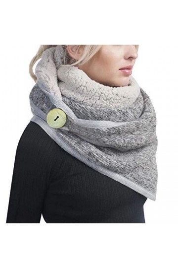 TYXL Foulard de Soie Femme, Écharpe Triangle avec Boutons de Couleur Contrastée Hiver Épaissir Chaud Wrap Châle Poncho, Échar