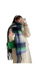 DAFLIN Echarpes Femme， Écharpe à Carreaux Verte for Femmes, Hiver Pashmina châles Cachemire épais enveloppes Dame Gland échar
