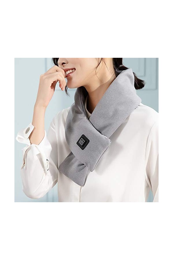 Écharpe Winter Fever Châle Chauffant Chaud Rechargeable USB Écharpe Électrique pour Hommes et Femmes,Gray