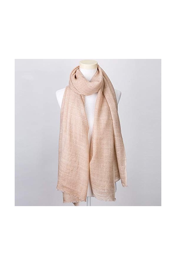 GCC Foulard Couleur Uni Mode Ultra-Léger Femme,Automne Et Hiver Nouvelle Écharpe en Mélange de Laine Réversible Chaud Beige-2