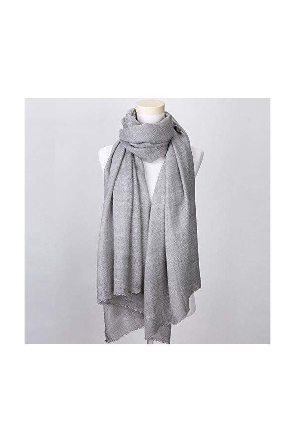 GCC Foulard Couleur Uni Mode Ultra-Léger Femme,Automne Et Hiver Nouvelle Écharpe en Mélange de Laine Réversible Chaud Beige-2