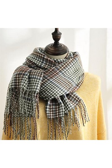 LuisFranklin Foulard Femme Echarpe Soie Cheveux Nouveau Design De Mode Doux Long Petit Plaid Femmes Châle Épais Écharpe Vert