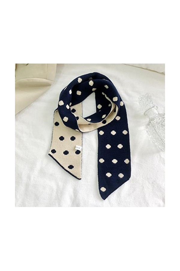 LuisFranklin Foulard Femme Echarpe Soie Cheveux Écharpe Femmes Polka Dot Tricoté Écharpe Wrap Sharp Corner Châle Chaud Long É