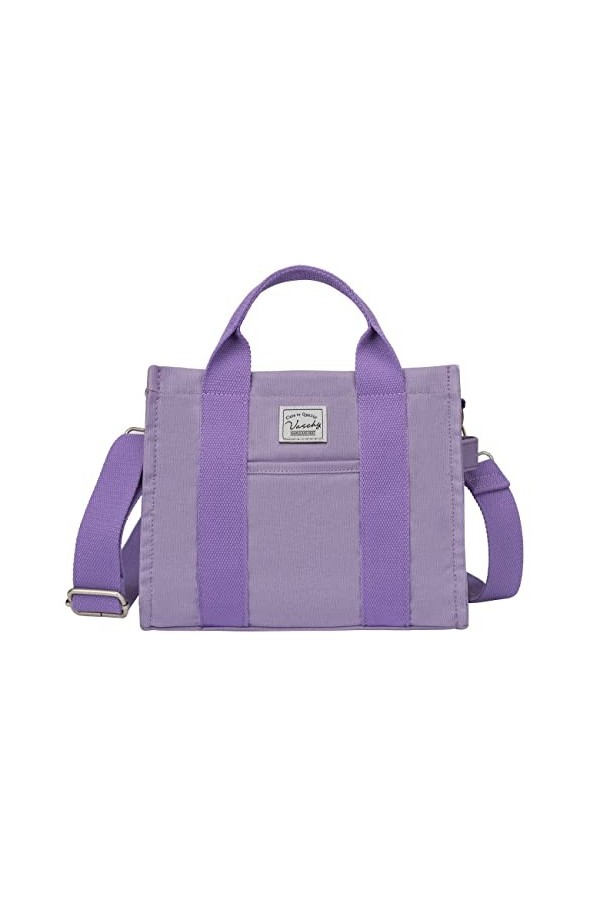 VASCHY Petit Cabas Femme, Sac à Main en Toile Fille Cabas Courses Élégant Sac à Bandoulière Ado avec Poche Zippée pour Travai