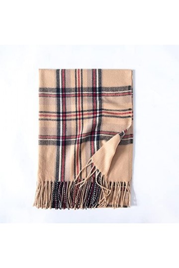 LuisFranklin Foulard Echarpe Femme Soie Cheveux Longue Écharpe Chaude Épaississante À Carreaux De Conception Classique De Lux