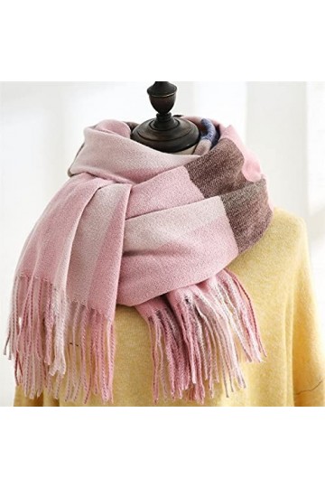 LuisFranklin Foulard Femme Echarpe Soie Cheveux Écharpe Chaude Épaissie À Carreaux De Conception De Mode De Dames avec Le Ros