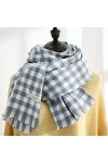 Foulard Femme Echarpe Soie Cheveux Mesdames Design Classique Style Littéraire Plaid Filles Écharpe Longue Épaisse Gris Clair