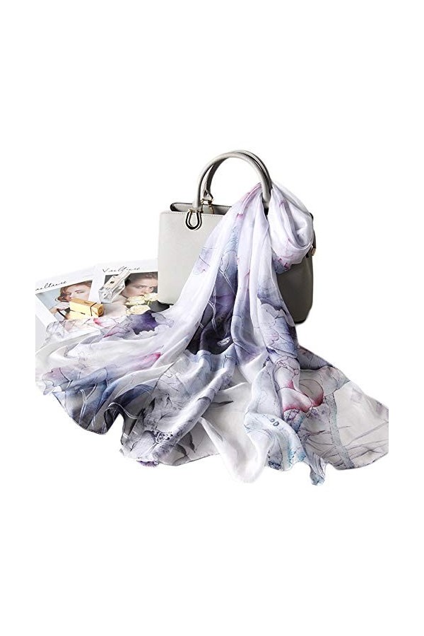 XXYANZI Soie Grande Echarpe Foulards Imprimé Châle Printemps et Automne Hiver pour Robe de Soirée Mariage Mariée Cérémonie Co