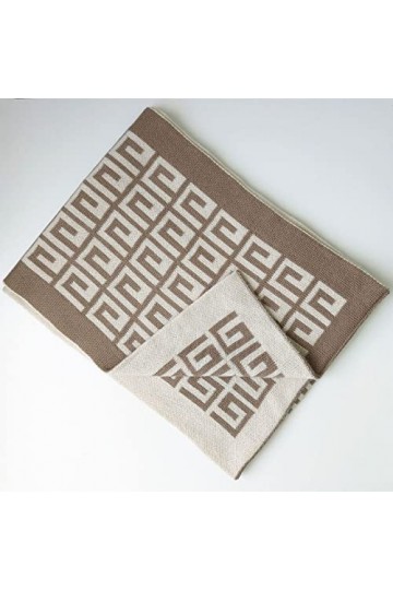 Bywenzai Foulard Écharpe De Luxe en Lettres Jacquard De Haute Qualité pour Femmes Écharpe en Faux Cachemire Tricotée Bicolore