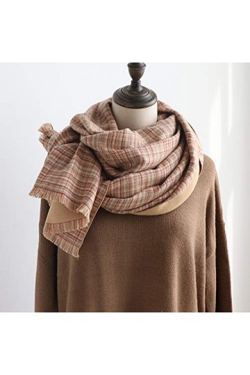 GCC Écharpe à Carreaux Réversible Classique Automne Et Hiver Nouveau Châle écharpe en Cachemire épais Et épais avec Bords Bru