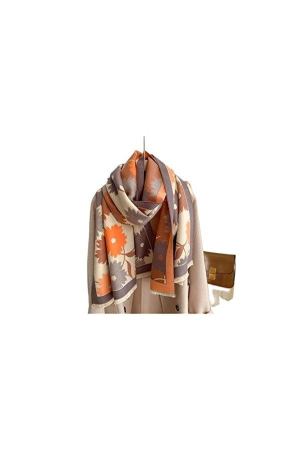 SERUMY Foulards Écharpe en Cachemire Hiver-W-49,65X180Cm