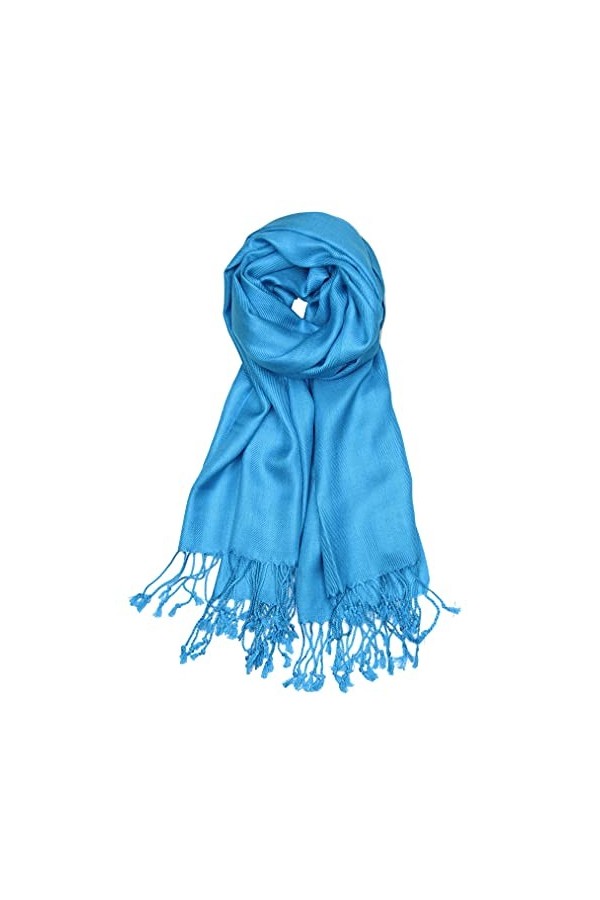 Achillea Grande écharpe pashmina douce et soyeuse en couleurs unies, jaune, 27"W x 78"L