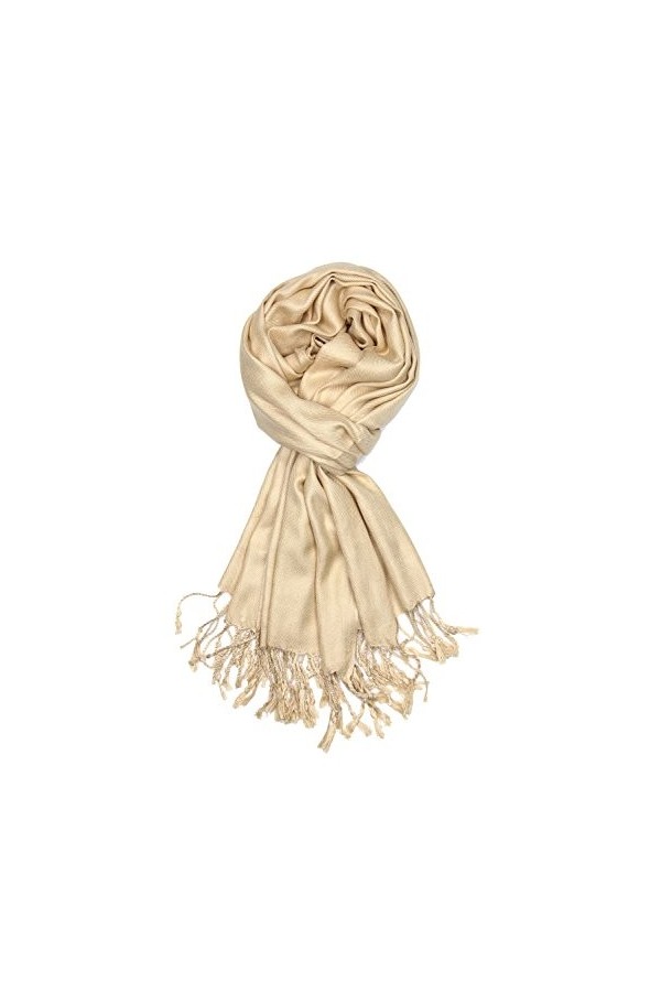 Achillea Grande écharpe pashmina douce et soyeuse en couleurs unies, jaune, 27"W x 78"L