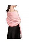 Achillea Grande écharpe pashmina douce et soyeuse en couleurs unies, rose, 27"W x 78"L