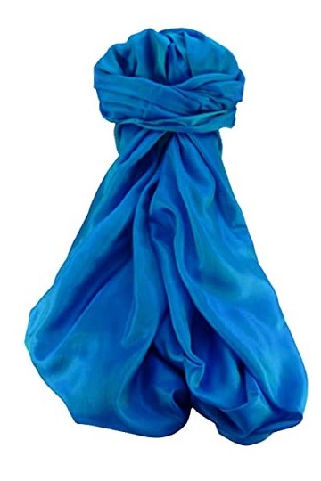 Pashmina & Silk Varanasi Foulard de Soie Sumra Blue Gamme Heritage