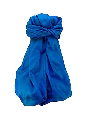 Pashmina & Silk Varanasi Foulard de Soie Anjali Blue Gamme Heritage