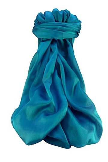Pashmina & Silk Varanasi Foulard de Soie Kavita Blue Gamme Heritage