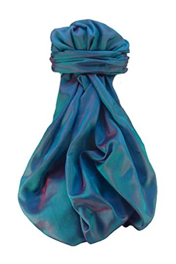 Pashmina & Silk Varanasi Foulard de Soie Goyal Blue Gamme Heritage