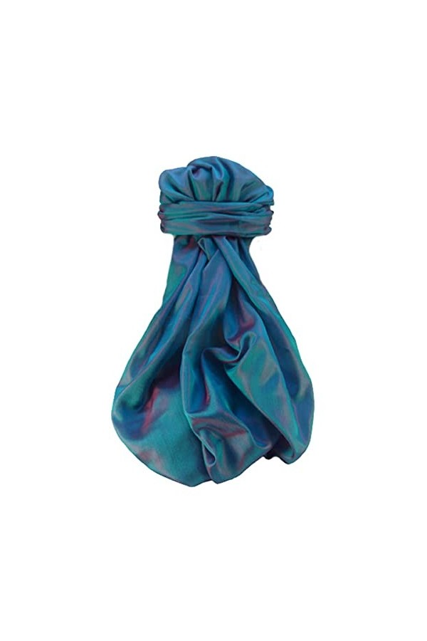 Pashmina & Silk Varanasi Foulard de Soie Goyal Blue Gamme Heritage