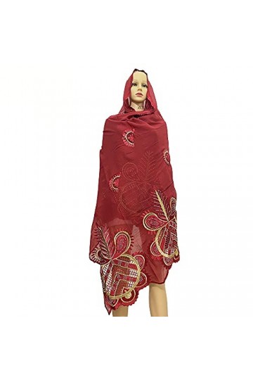 Foulard hijab en coton doux pour femme africaine, foulard brodé pour châles, Bx-29-8, Taille unique