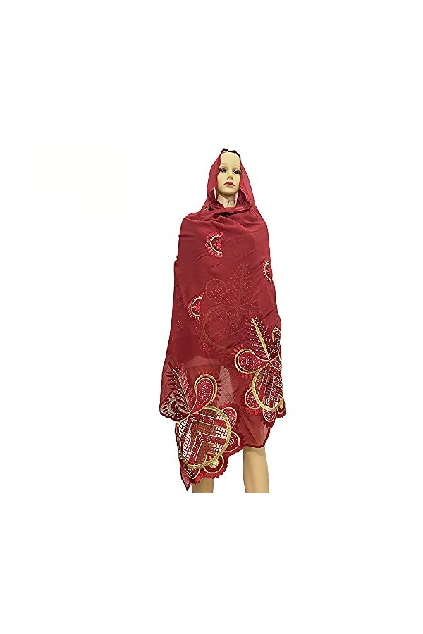 Foulard hijab en coton doux pour femme africaine, foulard brodé pour châles, Bx-29-8, Taille unique