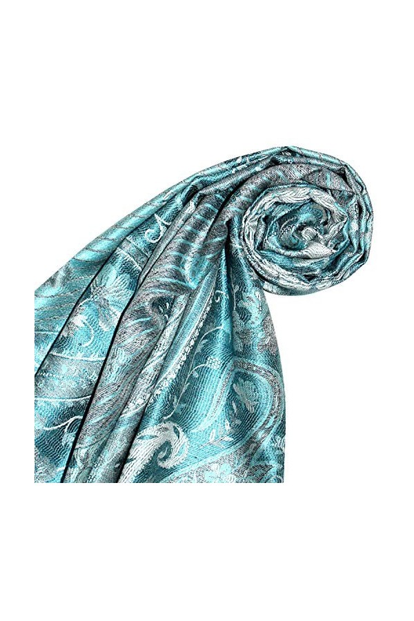 Lorenzo Cana Pashmina Foulard jacquard tissé 100 % soie Motif cachemire Écharpe en soie pashmina Multicolore 70 x 190 cm - - 