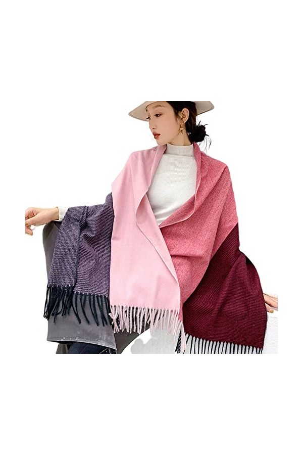 TOBILE Écharpes pour femme double face à carreaux dhiver pour femme - Écharpe en cachemire synthétique pashmina et écharpes 