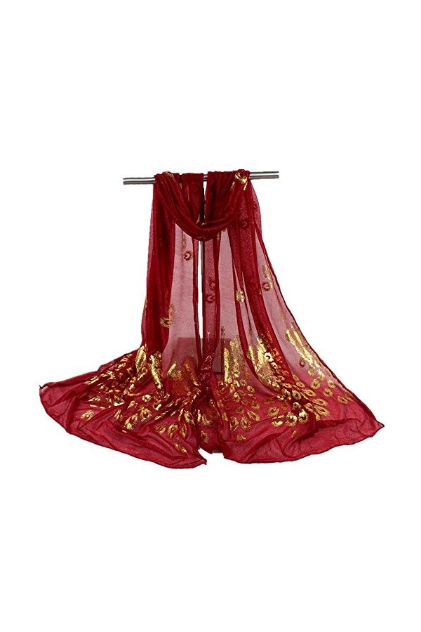 MAJHER Écharpe douce femmes étole fleur dame Pashmina châle multicolore Wrap paon longue écharpe émis écharpe serviette Foula